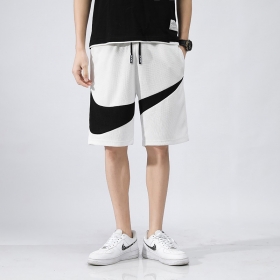 Белые шорты на резинке со шнурком с чёрным лого Nike