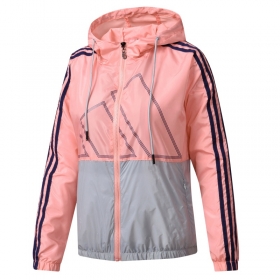 Розовая ветровка на молнии с капюшоном на завязках от Adidas
