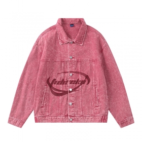 С принтом лого выстиранная розовая джинсовая куртка от TIDE EKU