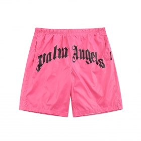 Шорты розовые короткие Palm Angels с надписью бренда и шнурком внутри