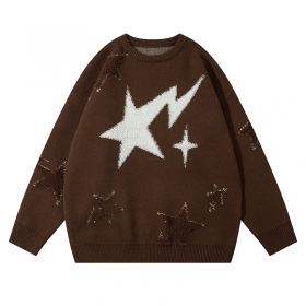 Плотный коричневый свитер от бренда YL BOILING свободного фасона