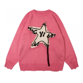 С буквенным принтом  на белой звезде свитер YL BOILING в розовом цвете