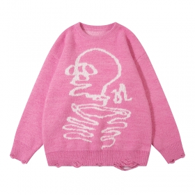 Розовый свитер бренда ANBULLET с креативным узором спереди и сзади