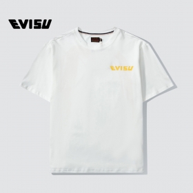 Однотонная белая футболка с жёлтым логотипом Evisu