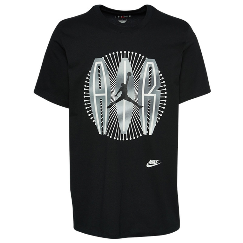 Хлопковая прямого покроя чёрная футболка Nike & Jordan