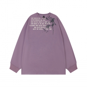Оверсайз фиолетовый хлопковый свитшот Befearless с белой надписью