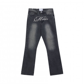 Базовые черные джинсы Made Extreme с выбеленными участками и принтом