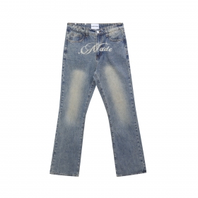 Стильные светло-синие джинсы Made Extreme с принтом спереди и сзади