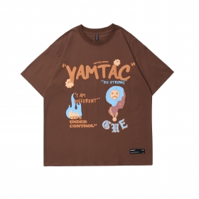 Однотонная коричневая футболка с качественным принтом и лого VAMTAC