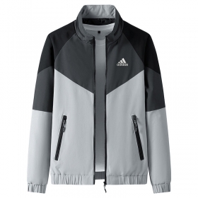 Adidas серая спортивная куртка с резинкой на рукавах и внизу
