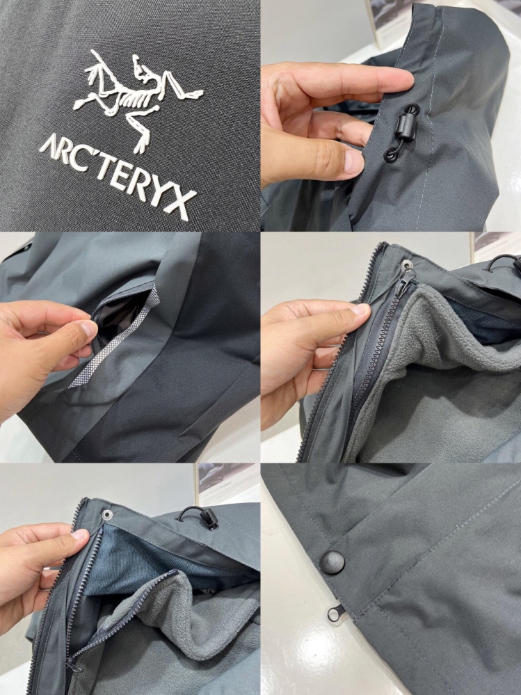 Серая двухцветная куртка Arcteryx с флисовой олимпийкой в комплекте