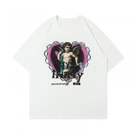 Хлопковая белая футболка HYZ THIRTY с принтом "ангел с крыльями"
