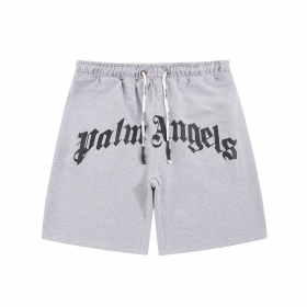 Светло-серые хлопковые шорты Palm Angels со шнурком в эластичном поясе