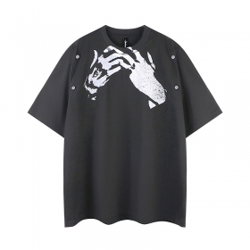 Чёрная футболка Befearless с принтами и отстёгивающими рукавами оптом