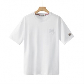 MONCLER базовая белая футболка с брендовой вышивкой