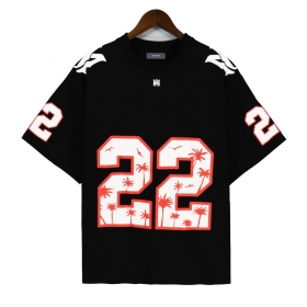 Спортивная чёрная футболка AMIRI с логотипом бренда и цифрами "22"