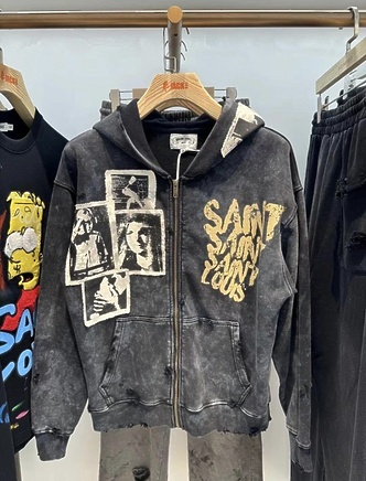 SSSAINT LOUIS зип худи в темно-сером цвете на молнии