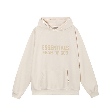 Молочное худи с жёлтым логотипом Fear Of God по центру груди