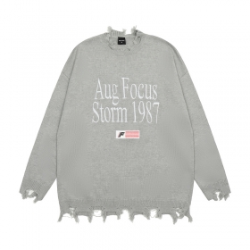 Focus Storm свитер выполненный в сером цвете с оборванными краями
