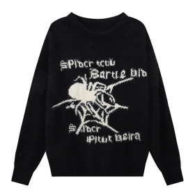 Fashion эксклюзивный черный свитер с принтом большого паука