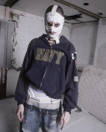 Project G/R худи в темно-синем цвете на молнии с карманами