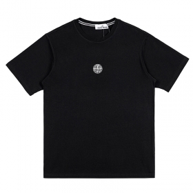Базовая футболка Stone Island чёрная с круглым вырезом горловины
