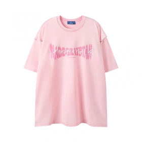 Розового цвета футболка с принтом на груди TIDE EKU