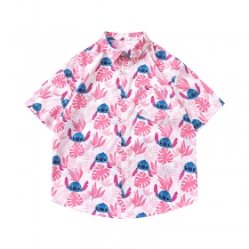 Повседневная розовая рубашка с принтом пальмовых листьев TIDE EKU