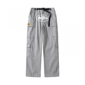 Прямого кроя хлопковые серые брюки Corteiz с боковыми карманами