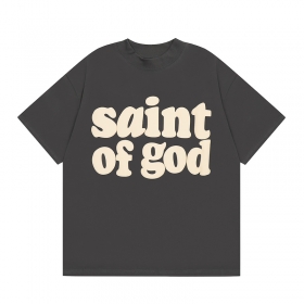 Стильная в темно-сером цвете футболка Saint of god KANYE