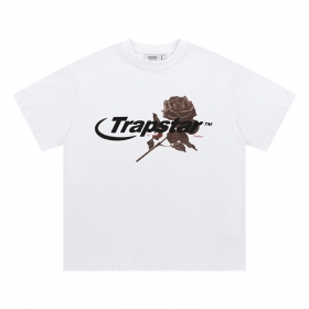 Хлопковая белая с лого Trapstar футболка и принтом "Роза"