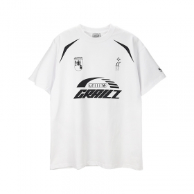 Белая с множеством надписей и фирменным логотипом футболка Grailz
