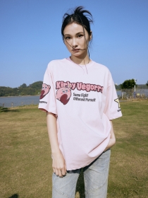 Модная розовая футболка VEGORRS модель с коротким рукавом