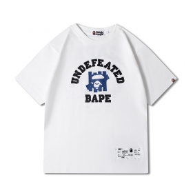 Белая футболка оверсайз Bape Shark WGM с надписями спереди