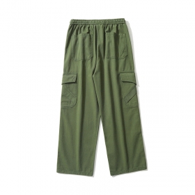 Зеленые штаны-карго бренда TXC Pants с белым шнурком на талии