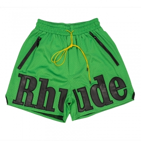 Светло-зеленые шорты RHUDE на резинке с фирменной надписью