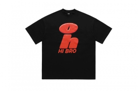 Базовая черная футболка с большим принтом "HI BRO"