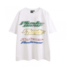 Белая футболка бренда YUXING с рисунком "plastic view"