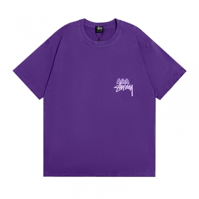 Хлопковая футболка Stussy фиолетовая "спящий ангел"