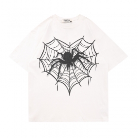 Стильная Dark Plan белая футболка с принтом "Чёрный паук в паутине"