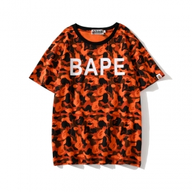 Камуфляжная оранжево-чёрная футболка с логотипом Bape Shark WGM x XO 