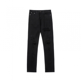 Со стильными потертостями черные универсальные джинсы BYD JEANS