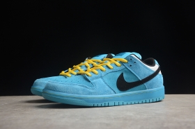 Голубые с желтыми шнурками Nike Dunk Low кроссовки