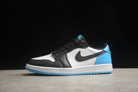 Nike Air Jordan 1 Low SB черно-белые кроссовки с голубой пяткой