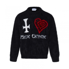 Запоминающийся черный свитер с принтом "Сердце и крест" Made Extreme