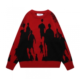 Оверсайз Mmdanbi красный свитер выполнен с черным рисунком