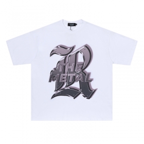 Классическая белая футболка Layfu с принтом и надписью "The metal"  