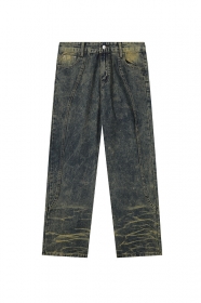 Прочные джинсы DYCN синего цвета с коричневыми пятнами