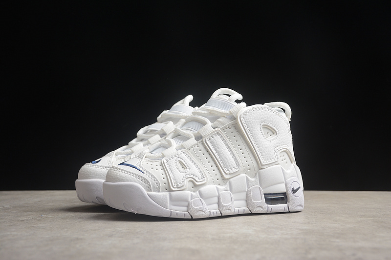 Белые кожаные Nike Air More Uptempo 96 кроссовки с задним шнурком