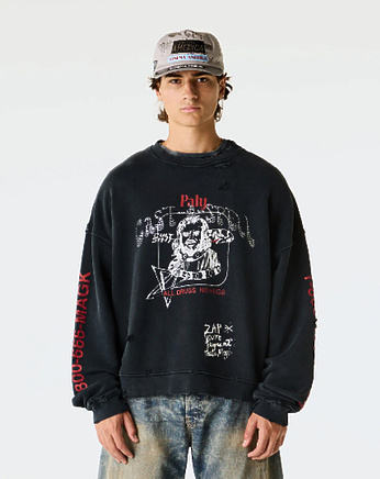 Paly Hollywood свитшот черный с опущенной плечевой линией